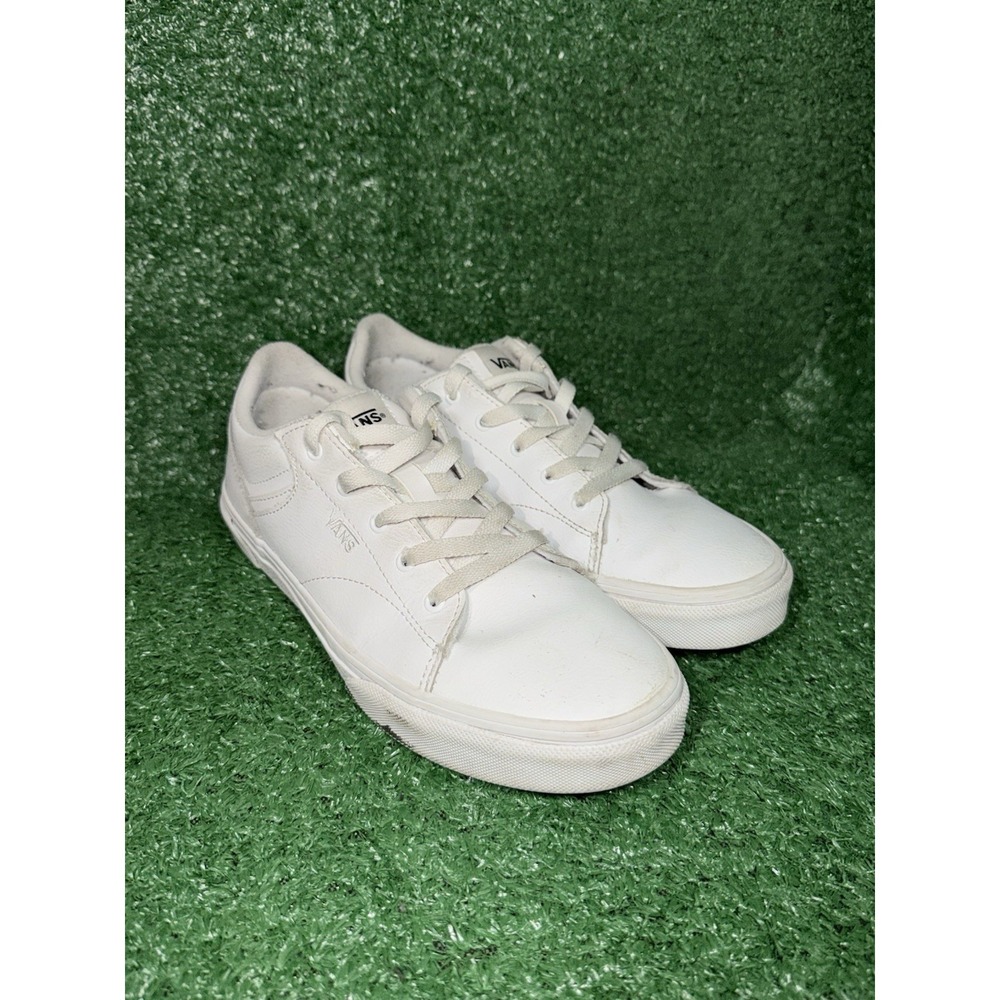 VANS Women Size 7.5 Old Skool White‎ Leather Daily Casual Shoes Skate Sneakers - Picture 2 of 10